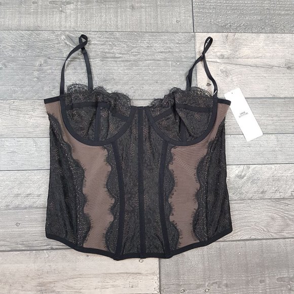 Urban Outfitters Tops - Urban Outfitters Modern Love Lace Corset Basque Large 16 Black Taupe BNWT